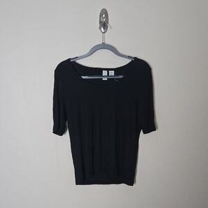 NWT Joie Black Ribbed Pima Cotton Blend Half Sleeve Shirt Size XL